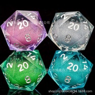 55mm Big D20 Glitter Dice Dungeon and Dragon Multi-faceted Liquid Core Resin Dice 7 Set