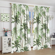 【A innovation】 Tropical Palm Tree Curtain,Summer Coconut Tree Watercolor Print Windows Treatment Cur