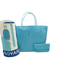 Goyard Turquoise Goyardine Canvas and Chevroches Calfskin Saint Louis GM Bag with Balise Beach Towel, 2024