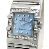 OMEGA1537.74 星座系列 Quadra Mini 鑽石錶圈腕錶，不鏽鋼/錶殼/鑽石，石英機芯，藍色錶盤/銀色錶帶，女士款 [二手]