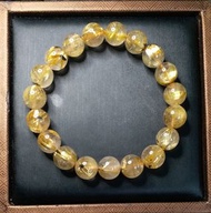 <🛍️新品特惠>(送順豐)🌻(天鐵鈦晶花)10.3㎜(03)天然天鐵鈦晶花巴西貓眼金髮鈦晶花單圈手串手鏈(二合一功能強大)