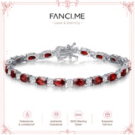 FANCIME "Glamour Radiance" January Birthstone Fancy Cut Tennis Garnet Sterling Silver Bracelet