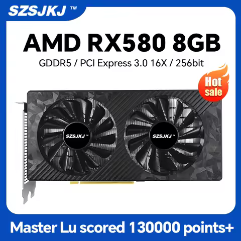 SZSJKJ Graphics Card RX580 GPU 8G DDR5 256Bit PCI-E 3.0 ×16 DVI HDMI DP Display Interface Gaming Vid