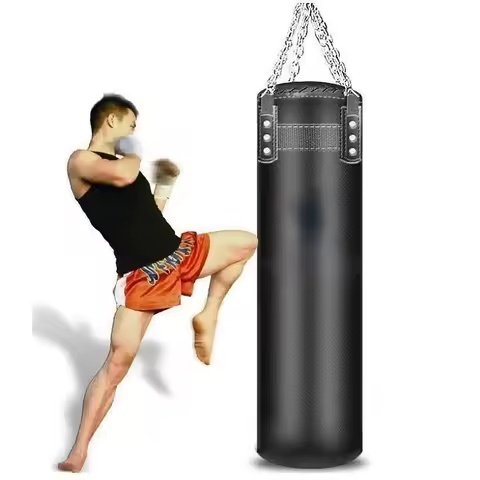 Durable Leather Boxing Punching Bag for Men, Heavy KickBoxing Sandbag for GYM, MMA Thai,Taekwonda Tr