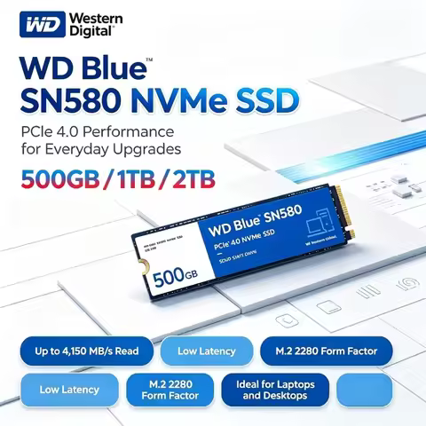Western Digital SN580 WD Blue M.2 2280 NVMe PCIe 4.0 Solid State Drive 500GB 1TB 2TB Internal Hard D