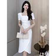 summer white dress for woman casual long dress korean civil wedding formal dress graduation elegant