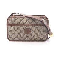 【二手】Gucci GUCCI 肩背包 GG Supreme 互扣式 G 迷你包 658572 米色/ブラウンPVC 塗層帆布皮革 GG Supreme 互扣式 G 迷你單肩背包