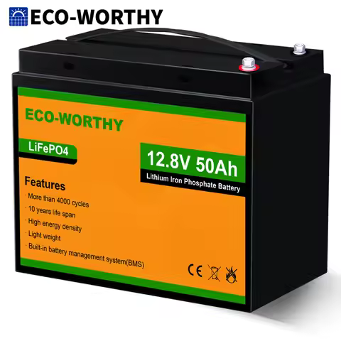 ECO-WORTHY 12V 50Ah Trolling Motor LiFePO4 Lithium Battery with BMS, 3000~15000 Times in Deep Cycle,