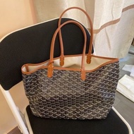 Goyard Jurchen กระเป๋าช้อปปิ้งผ้าใบ Cowhide แบบมือถือกระเป๋าทรงสี่เหลี่ยมมีหูหิ้วสะพายไหล่ด้านเดียวทันสมัยและอเนกประสงค์เดินทางขนาดใหญ่