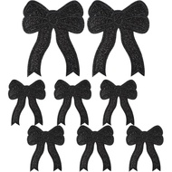 8PCS Tampalan Besi Berbentuk Riben Hitam Besar, Aplikasi Sulaman Riben Berkilau, Tampalan Sulaman Ri