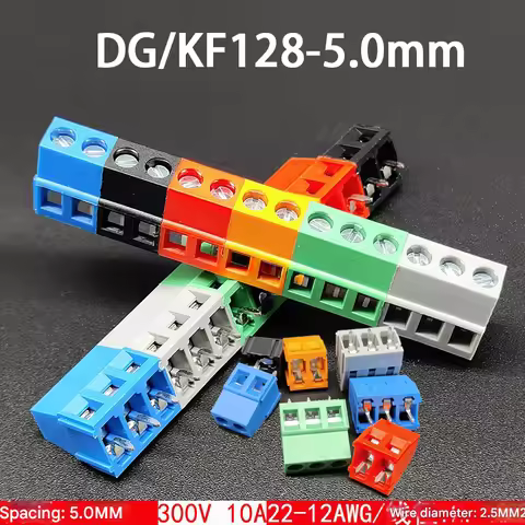 10/20/50PCS DG/KF128-5.0mm Screw-type pcb Terminal 2p3p Splittable Circuit Board Welded Connector 10