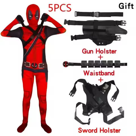 Children's Deadpool Cosplay Costume Adults Suit Kids Strap Holster Mask Anime Fantasia High-quality 