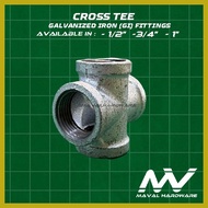 ❁ ☩ ✢ Galvanized Iron (GI) fittings - Cross Tee - 1/2"; 3/4"; 1"