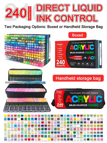 GuangNa 240 Colors Direct Liquid Marker Pen Set,DIY Hand Drawn,Paint Art Markers pens,Boxed or Handh