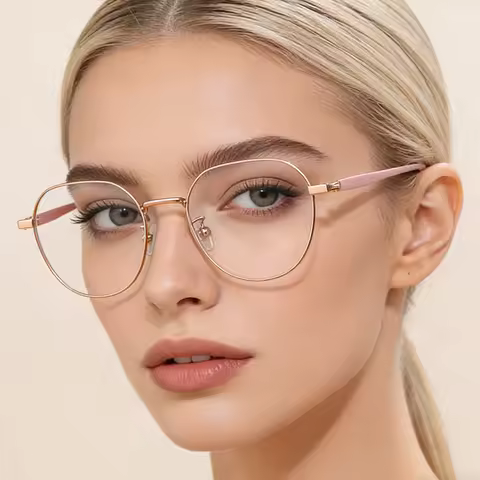 KLASSNUM Korean Irregular Metal Frame Reading Glasses Women Classic Circle Optical Eyewear Fashion A