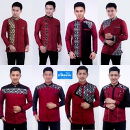 Baju Koko Pria Dewasa Lengan Panjang Murah Warna Merah Tua/Marun M LXL