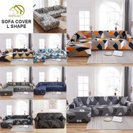 Universal Elastic Sofa Cover Plain L Shape 1/2/3/4-seater L Shape Regular Shape Sofa Cover