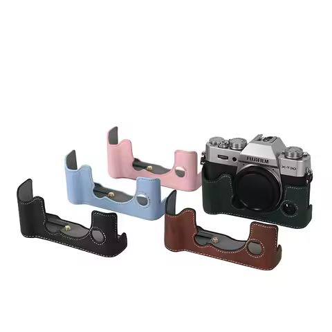PU Leather Camera Bag Half Body Case for Fujifilm Fuji XT30 X-T30 XT30II XT30III XT20 XT10 Battery O