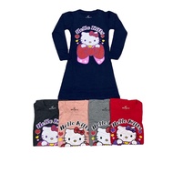 Size 6-13 tahun Baju T-shirt Labuh Lengan Panjang Kanak-Kanak Perempuan Hello Kitty
