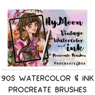 P680 Aymoon Vintage Ink Procreate Brushes (vintage ink and watercolor brushes | ink brushes | 90s illustration comic)