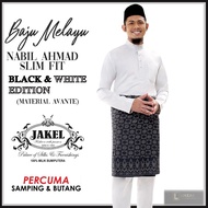 [BLACK &amp; WHITE SET] Baju Melayu Nabil Ahmad by JAKEL Baju Melayu Cekak Musang Baju Raya Slim Fit Direct HQ Post