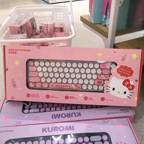 Wireless Keyboard Anime Figures Stitch Kuromi Themed Bluetooth Keyboard Cute Kitty Cat Characters Gi