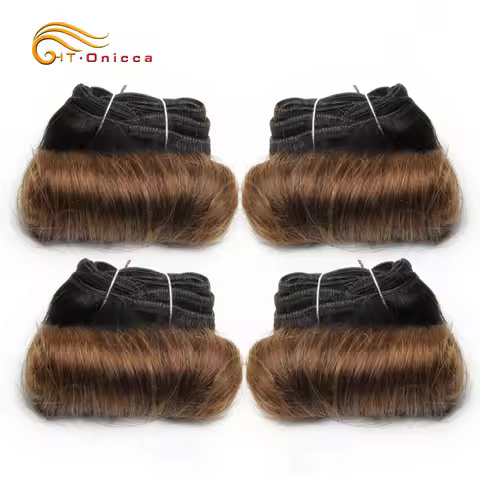 Brazilian Curly Hair 4 Bundles Double Drawn Human Hair 5 5 6 7 Inch Remy Hair Weave Bundles 1B 27 30