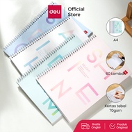 Deli Spiral Notebook / Buku Tulis Spiral A4 60 Lembar Kertas Halus LA460