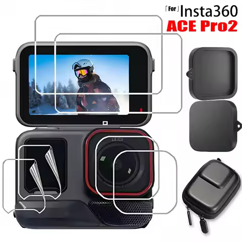 Tempered Glass Films for Insta360 Ace Pro 2 Screen Protector Silicone Lens Cap Sturdy Camera Storage