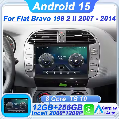 Car Multimedia Video Radio Player For Fiat Bravo 198 2 II 2007 - 2014 Stereo Head Unit Bluetooth Aut
