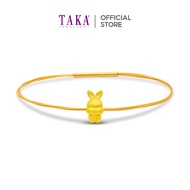 TAKA Jewellery 999 Pure Gold Rabbit Pendant with Cord Bracelet SuoBao