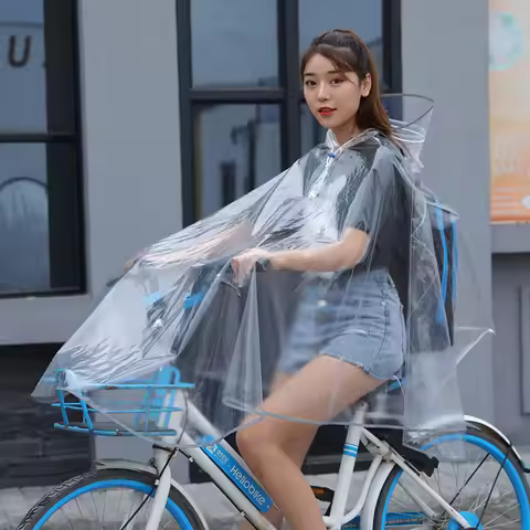 EVA Raincoat For Bicycle Cycling Poncho Bagpack Design Adult Rainwear Transparent Reflective Strip W
