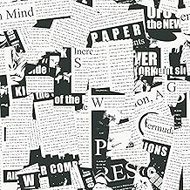 Mangoloo Vintage Newspaper Script News Black and White Peel and Stick Wallpaper Modern Self Adhesive