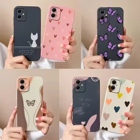 For Samsung Galaxy A06 Phone Case Heart-Butterfly Funda For Samsung A 06 Back Cover Camera Protectio