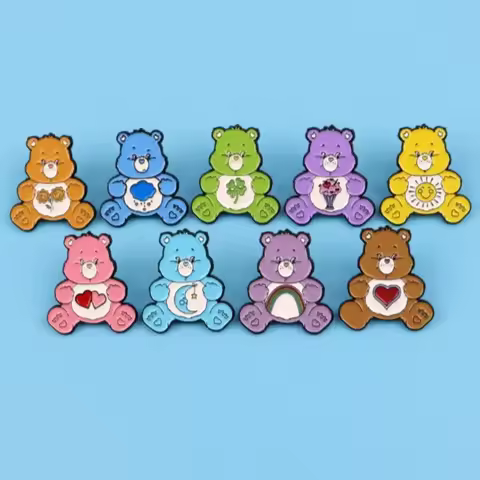 New Cute Cartoon Care Bears Metal Brooch Creative Dopamine Accessories Cute Bear Colorful Jewelry Bi