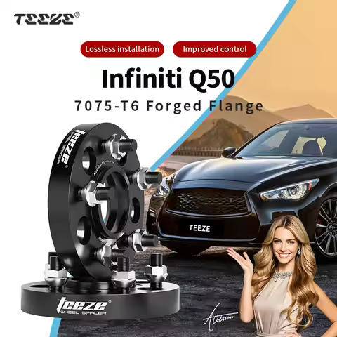 Teeze 2/4pcs 5x114.3 CB66.1mm M12x1.25 Hub Centric Black Forged Wheel Spacer For Infiniti Q50 Flange