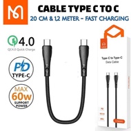 Mcdodo CA-7640 Type-C to Type-C PD Fast Charge PD60W PD3.0 60W QC4.0 0.2M 20CM Super ultra Short Pow