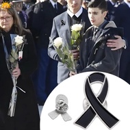 DONOVAN Black Ribbon Pin, Awareness Melanoma Cancer Funeral Ribbon Badge Brooch, Enamel Black Ribbon