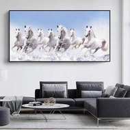 7 White Running Horses Canvas Painting Animal Posters and Prints Wall Art Picture For Living