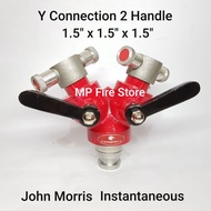 FIRE Y CONNECTION 2 HANDLE 1.5 x 1.5 x 1.5 JOHN MORRIS INSTANTANEOUS BRANCH COUPLING