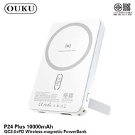 SYพาวเวอร์แบงค์ชาร์เร็ว OUKU P24 PLUS 10000mAh ชาร์จไร้สายแบบเเม่เหล็ก Smart watch พร้อมขาตั้งชาร์จ