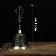 Pure Brass Handheld Bell Wooden Handle Buddhist Altar School Decorative Piece Modern Simple Style De