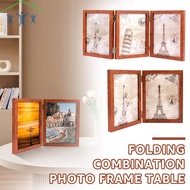 Hinged Photo Frame Double/Trifold Folding Picture Frame 180° Foldable Wood Folding Picture Frame for