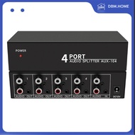 DBM.HOME-Audio Splitter 1 in 4 Out L/R Aux Stereo Audio Splitter 1X4 Audio Distributor for PC DVD Sp