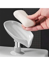 1入組吸盤扣葉狀肥皂架,自排水皂盤架,適用於淋浴、浴室、廚房水槽
