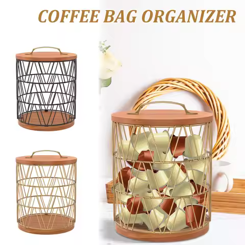 Coffee Pod Holder Large Capacity Coffee Capsule Holder with Wood Base Compact Espresso Pod Holder Co