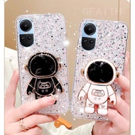 Fashion Glitter Phone Case for OPPO Reno10 10 Pro Reno 10 Pro+ 5G 2023 Bling Transparent Soft Case With Astronaut Bracket Stand Casing for Oppo Reno 10 Pro Plus