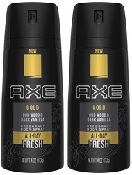 Axe Gold Oud Wood and Dark Vanilla Deodorant Body Spray 4.0 oz (Pack of 2)