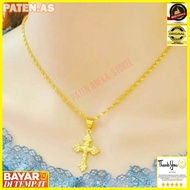 Kalung melintir Free liontin salib perhiasan wanita gold emas 24k anti karat