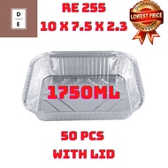 RE255 1750ml ALUMINUM TRAY with LID ( 50 pcs )
